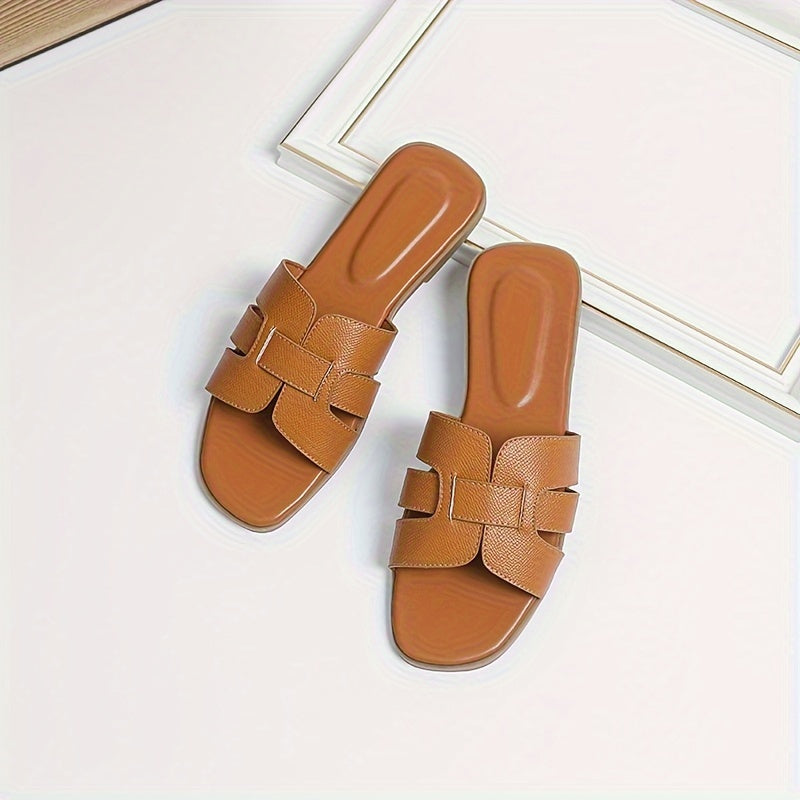 Women Summer Casual Flat Slip-On Sandals Open Toe Rubber Sole