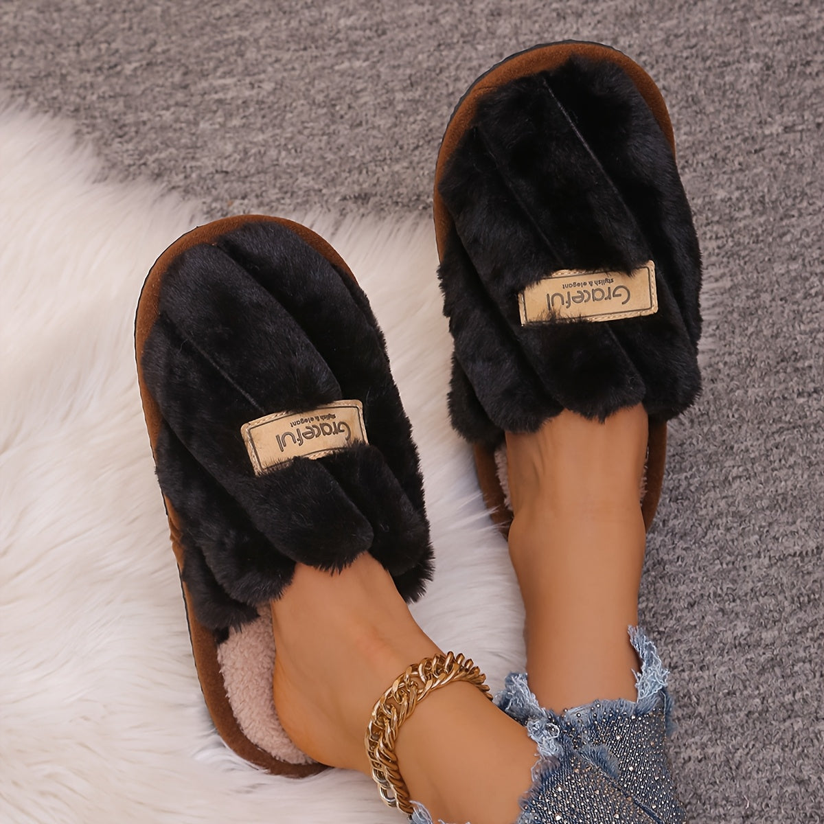 Unisex Casual Striped Slip-On Slippers Non-Slip Indoor Floor Shoes