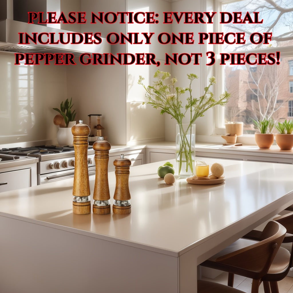 Adjustable Oak Spice Mill with Transparent Window for Seasonings and Gifts