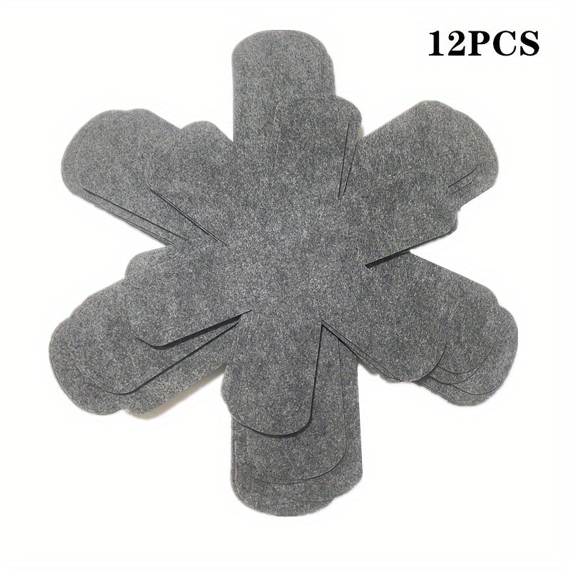 Набор из 12 серых войлочных защитных подушечек для посуды - Кухонные аксессуары для кастрюль и сковород, столовых приборов, дома - Антицарапины, не прилипают