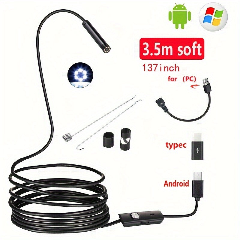 Industrial Endoscope Camera 5mm Diameter for Android Phones 1-10m Pipeline Inspection Automotive Repair Visual Inspection
