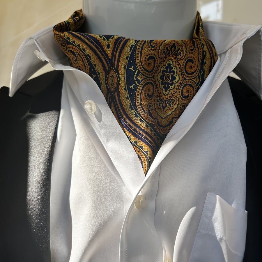 Men's Burgundy Blue Flower Suit Neck Scarf Casual Formal Dress Shirt Accessory