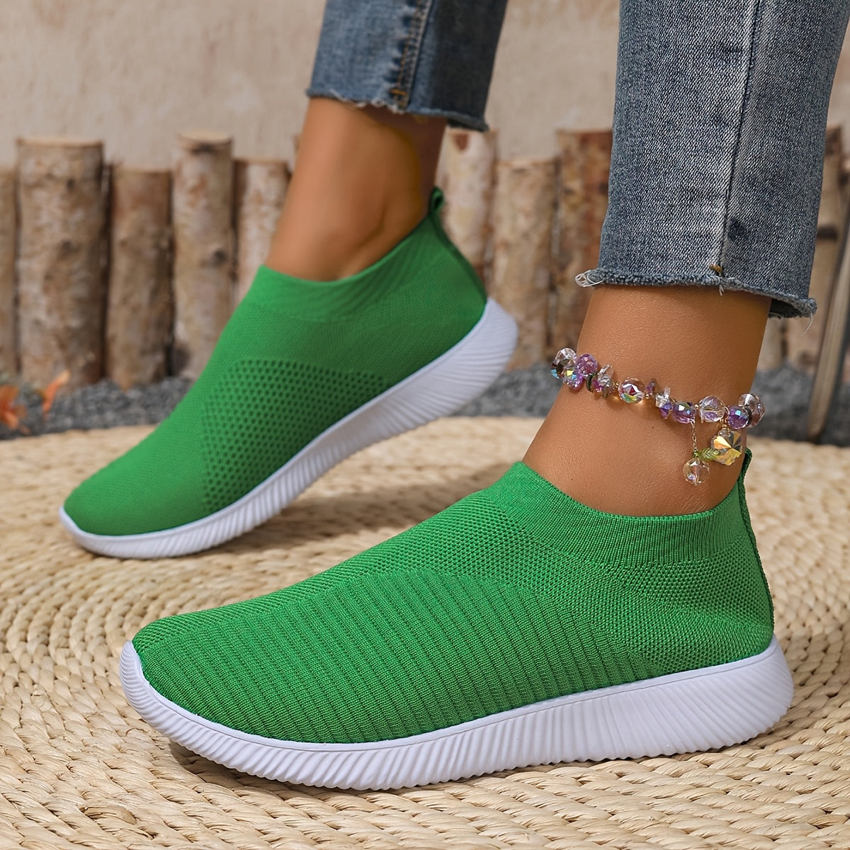 Women's Slip-On Casual Sneakers Breathable Fabric Lightweight EVA Shoes