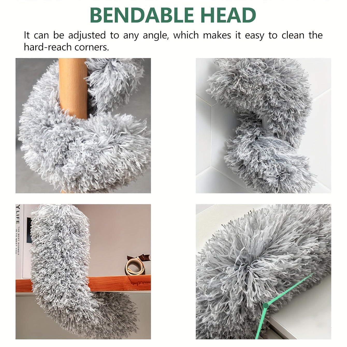 Microfiber Duster with Adjustable Stainless Steel Handle for Ceiling Fans Blinds Furniture