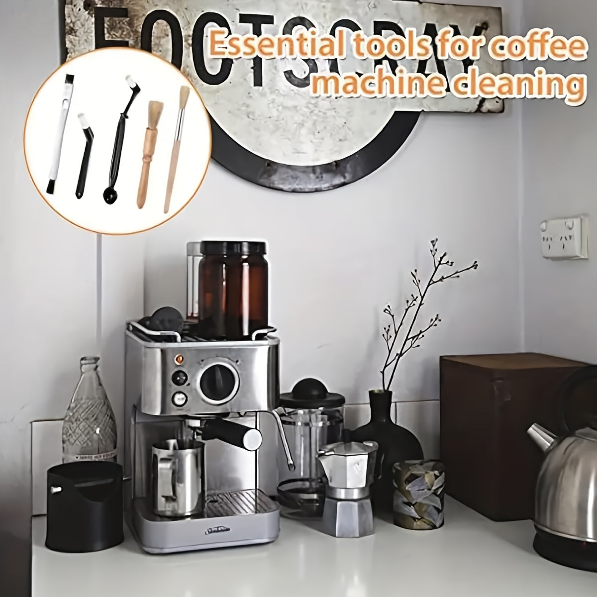 Coffee Machine Cleaning Set with Brushes and Tools for Coffee Grinder and Machine
