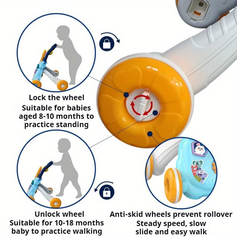 Toddler Push Walker for Learning to Walk Adjustable Speed Tipping Prevention for 0-18 Months