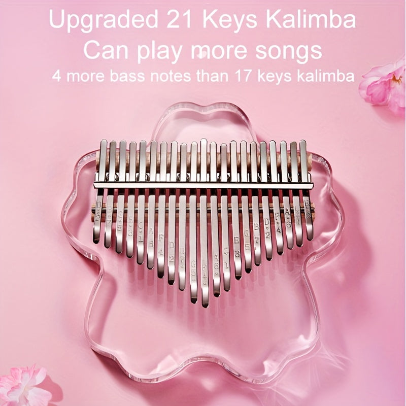 Cherry Blossom Crystal Kalimba 17 or 21 Keys Acrylic Body with Case Included