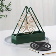 Triangle Iron Mosquito Coil Holder with Plastic Tray Indoor Outdoor Incense Burner