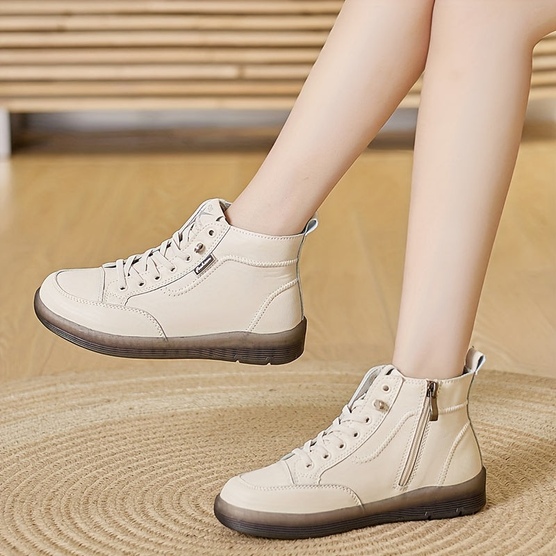 Women's Chunky Platform Shoes Beige White Slip-Resistant Cushioned Sole