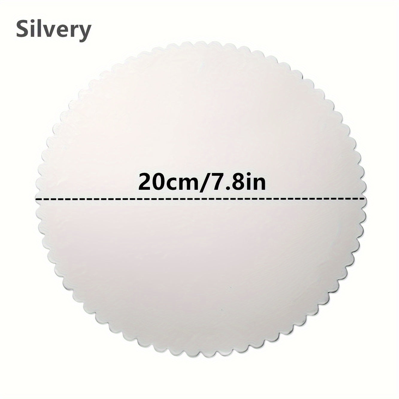 Set of 10 Silver Round Cake Boards with Scallop Edge, Disposable, Grease Proof