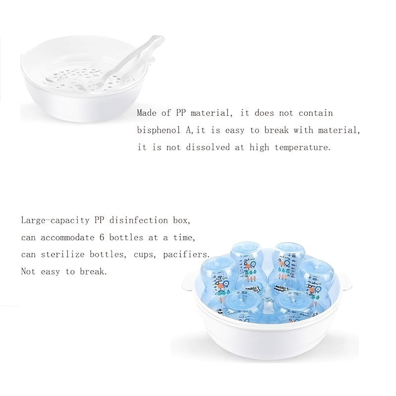 Стерилизатор бутылок с ручкой, устойчивый к высоким температурам - паровой санитайзер для дезинфекции посуды и игрушек.