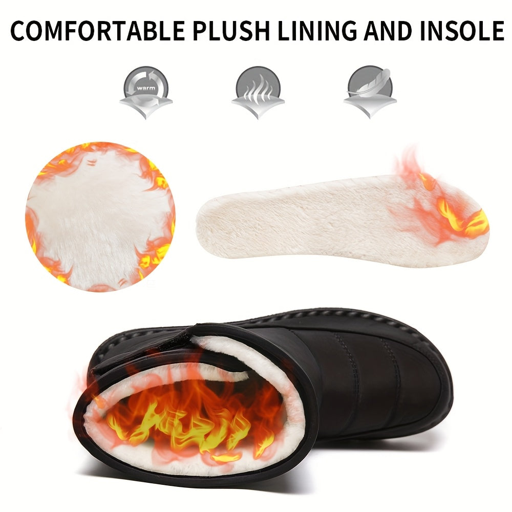 Women's Warm Thickened Flat-Top Mid-Calf Winter Boots Sizes 36-45