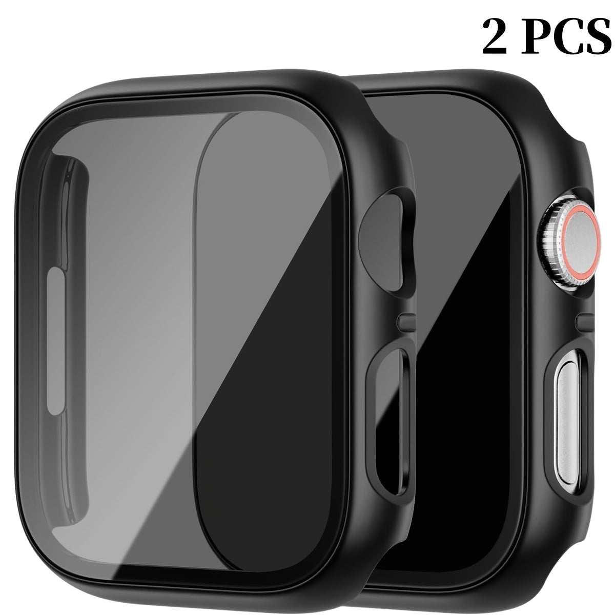 Black Apple Watch Case with 2 Ultra-Thin Tempered Glass Privacy Screen Protectors for Series 1-Ultra 38-49mm