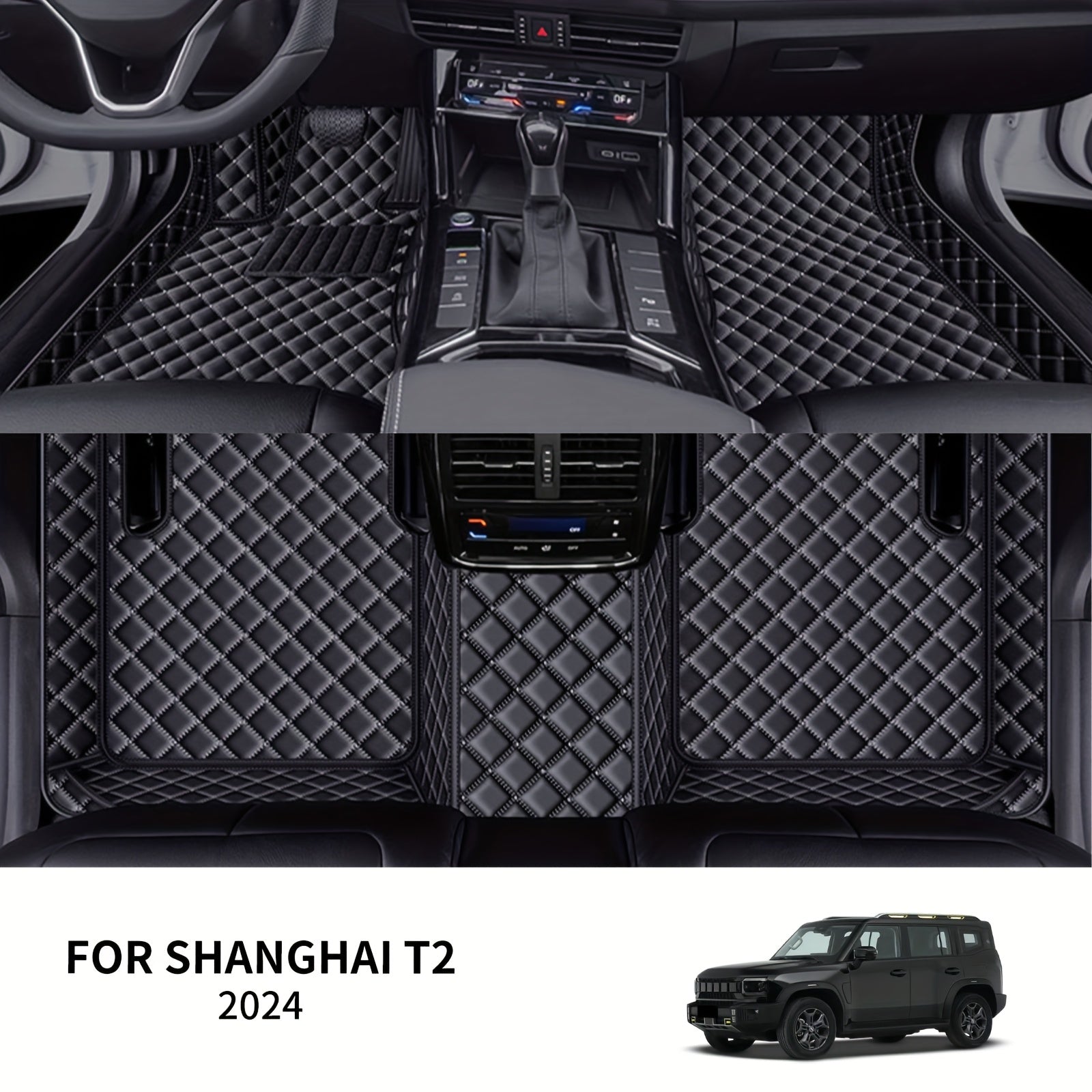 Car Mat Set Faux Leather All-Season Non-Slip Durable for Sedan