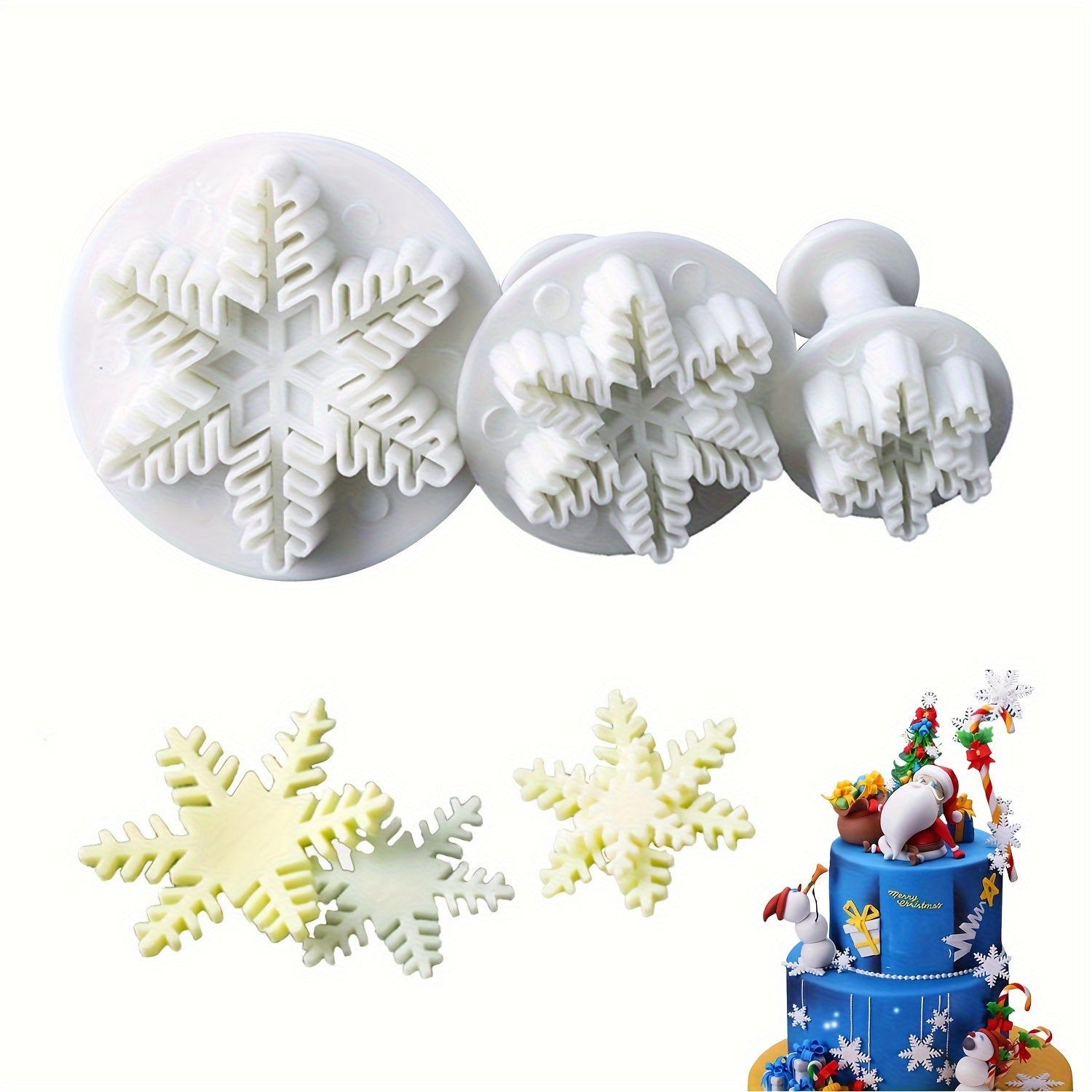 Set of 3 Snowflake Cake Cutters for Holiday Baking Christmas Halloween Easter Hanukkah Thanksgiving