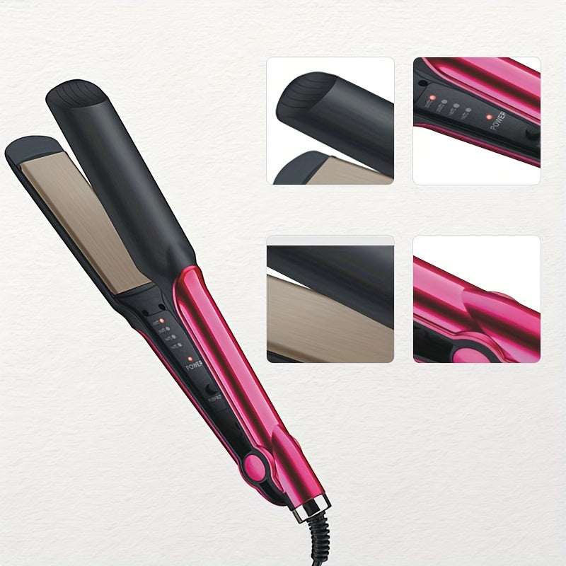 Professional Hair Straightener and Curler with 4-Speed Temperature Control Ceramic Flat Iron Auto Shut-Off Red Black
