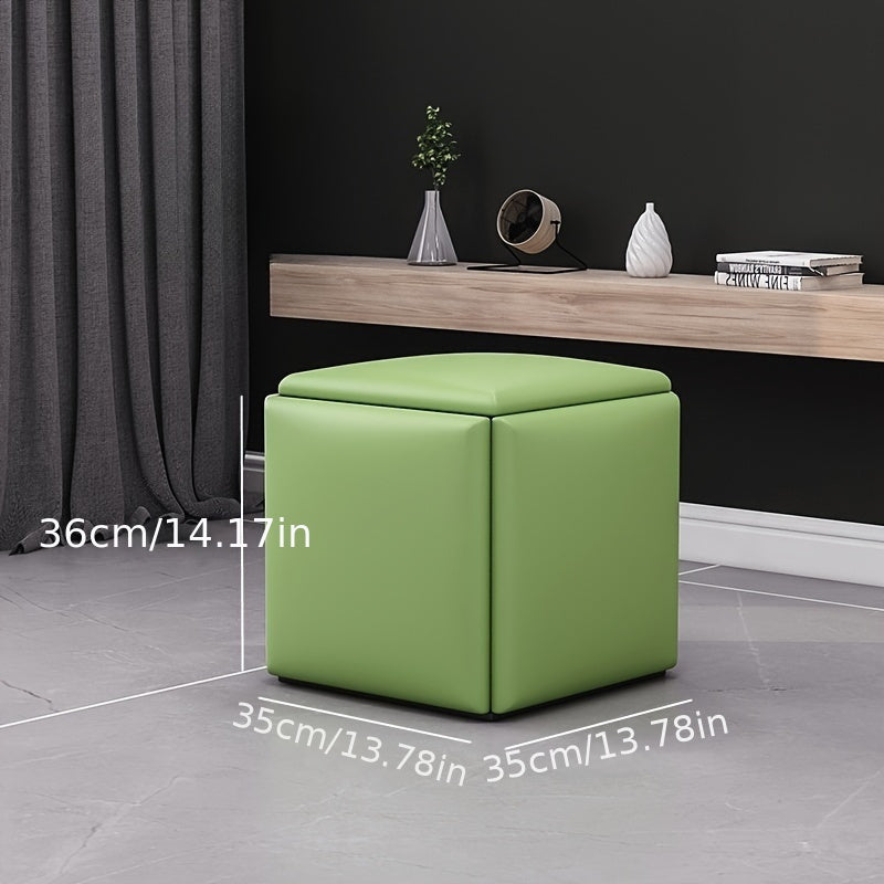 Shimoliy uslubidagi ottoman, yashirin metall ramkali, rang-barang qoplamada 5-in-1 modulli stul, turli muhitlar uchun mukammal - sariq/kulrang/ko'k/yashil va boshqalar.