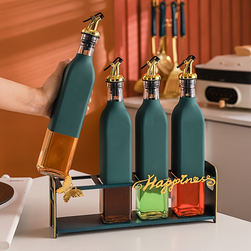 Set of Glass Olive Oil Dispenser Bottles with Pourers, Leakproof, Hand Wash