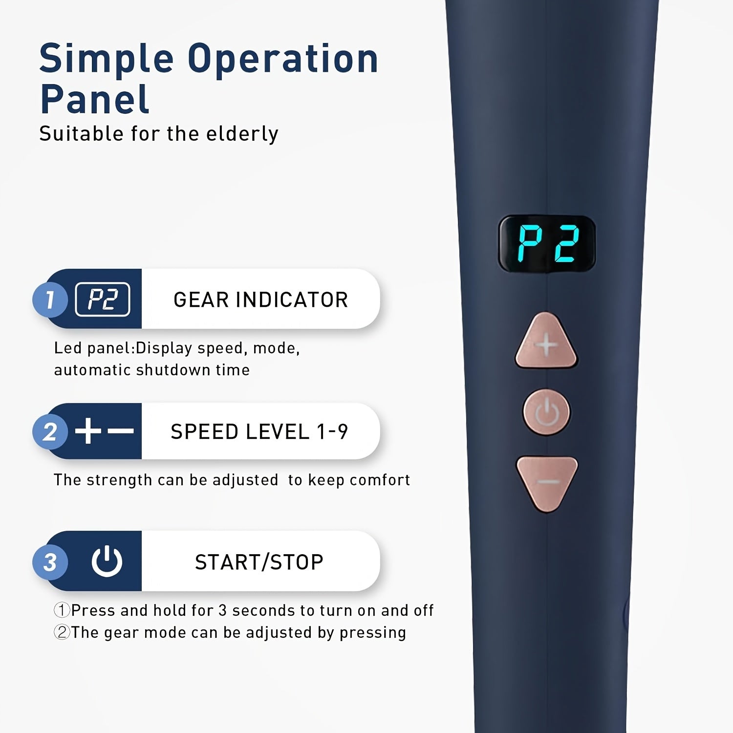 Handheld Electric Massager with 9 Intensity Levels 7 Modes USB Rechargeable Lithium Battery