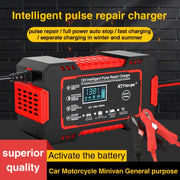 12V 6A Lead Acid Battery Charger with LCD Display Overcharge Protection for Cars Trucks Motorcycles Marine Equipment