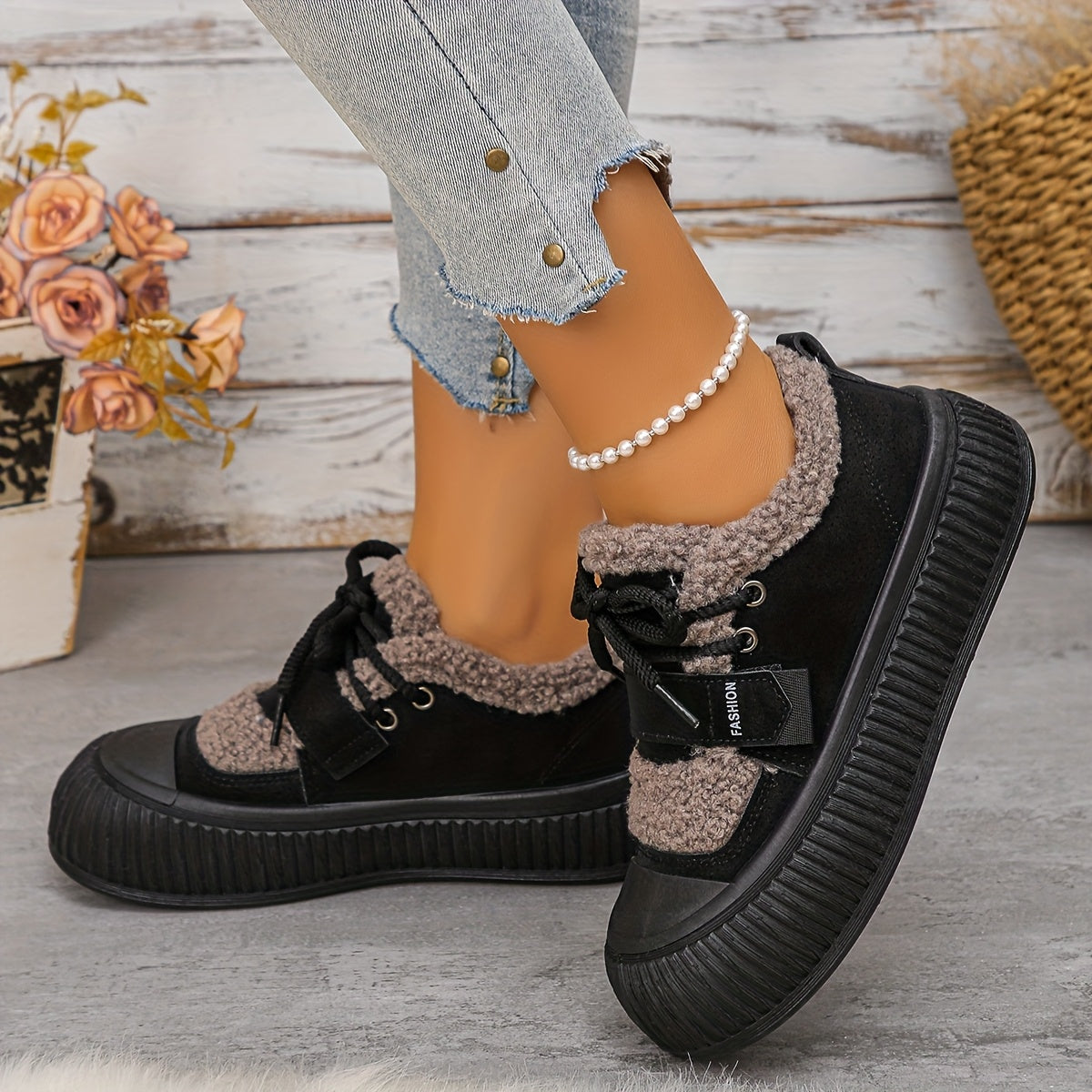 Women's Warm Plush Snow Boots Short Boots Winter Waterproof Black