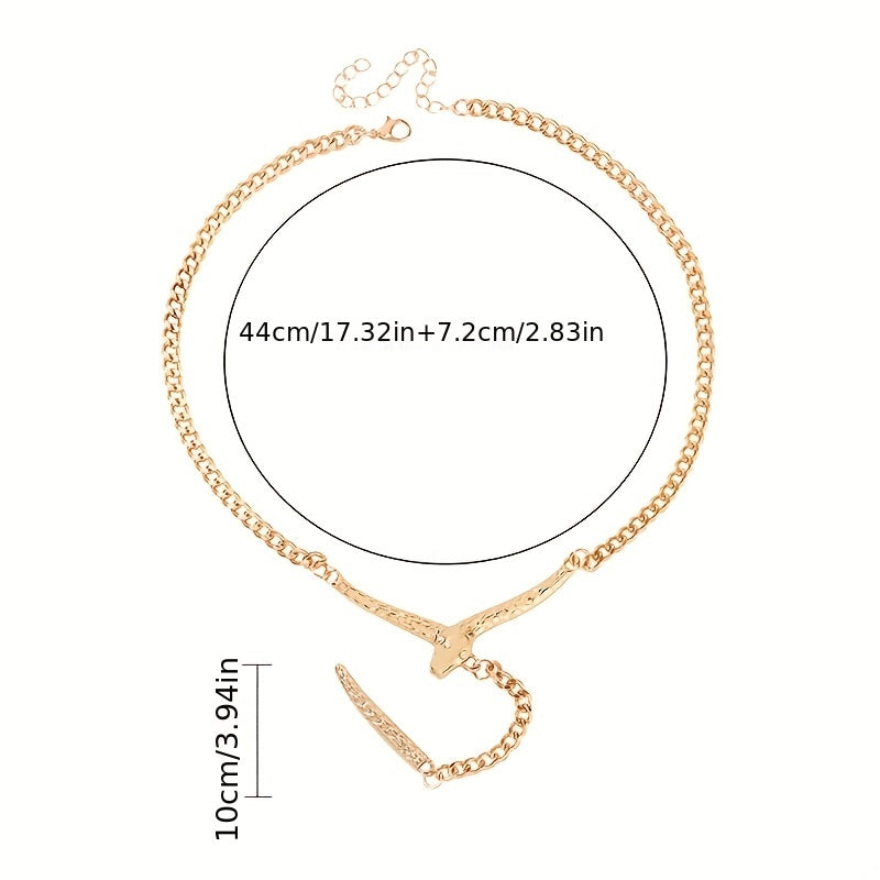 Vintage-Inspired Snake Pendant Necklace with Tassel Detail Alloy Clavicle Chain for Parties and Gifts