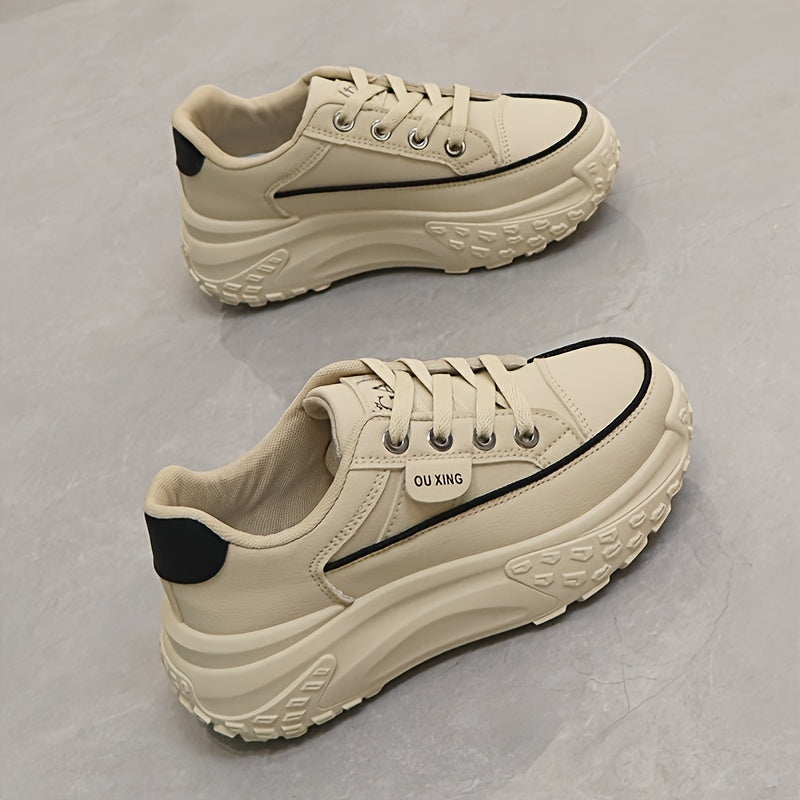 Women's Casual Sneakers Lace-Up All-Season White Black Low Top