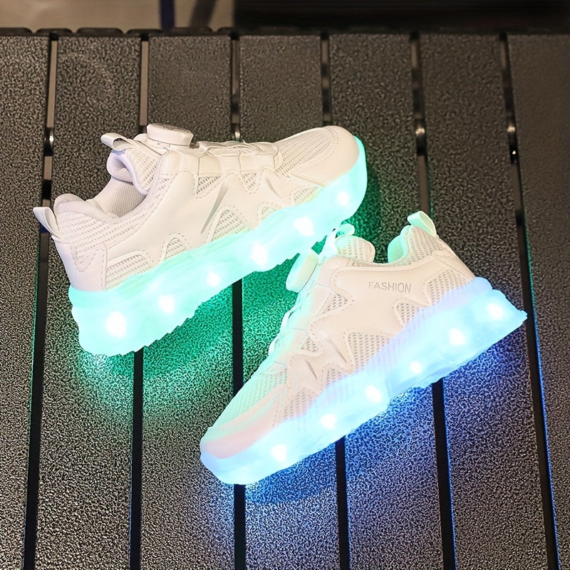 Kids' LED Sneakers for Boys and Girls Breathable Mesh Light Up Shoes with Color Changing and USB Charging