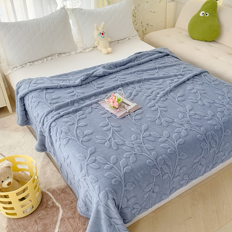 Cozy Taffeta Throw Blanket with Blue Floral Design for Couch Bed Travel