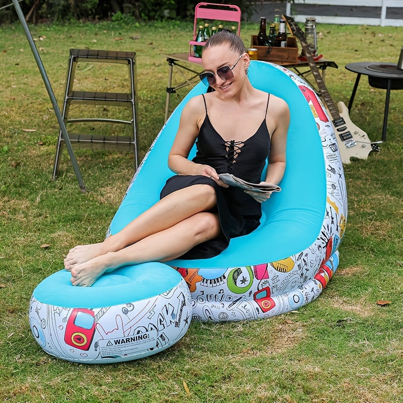 Red PVC Inflatable Lounge Chair with Backrest for Indoor and Outdoor Use