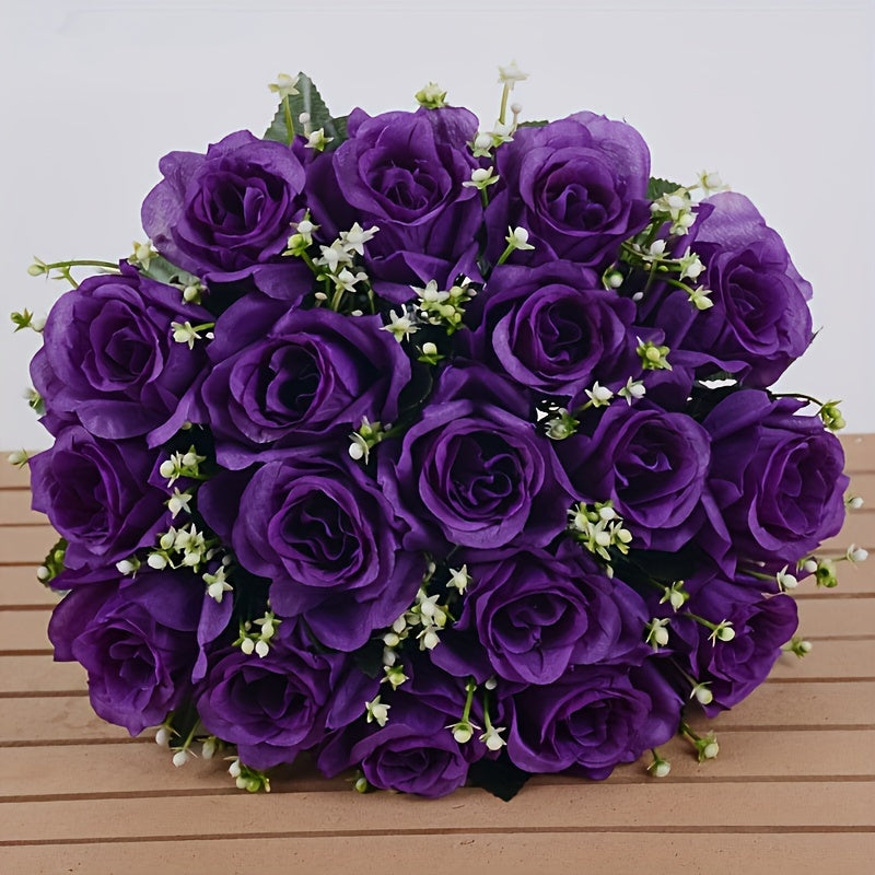 Букет желтых шелковых роз из 18 штук, идеально подходит для домашнего декора или в качестве подарка на особые случаи. Отлично подходит для Дня святого Валентина, Рождества, Дня матери и Дня отца.