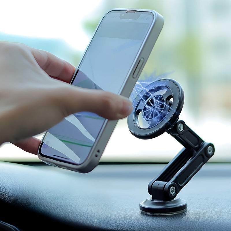 Aluminum Alloy Magnetic Car Phone Holder Waterproof Adjustable Dashboard Grip for All Vehicles