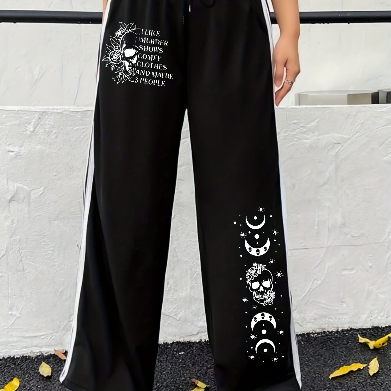 Plus Size Women's Light Grey Geometric Print Jogger Pants Lounge Casual Summer