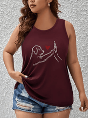 Women's Plus Size Sleeveless Tank Top Breathable Cotton Casual Dog Design