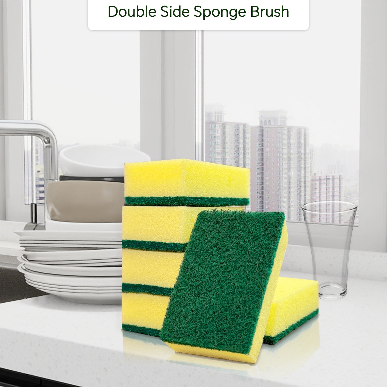 Double-Sided Cleaning Sponge Soft Absorbent and Scrubbing for Stains