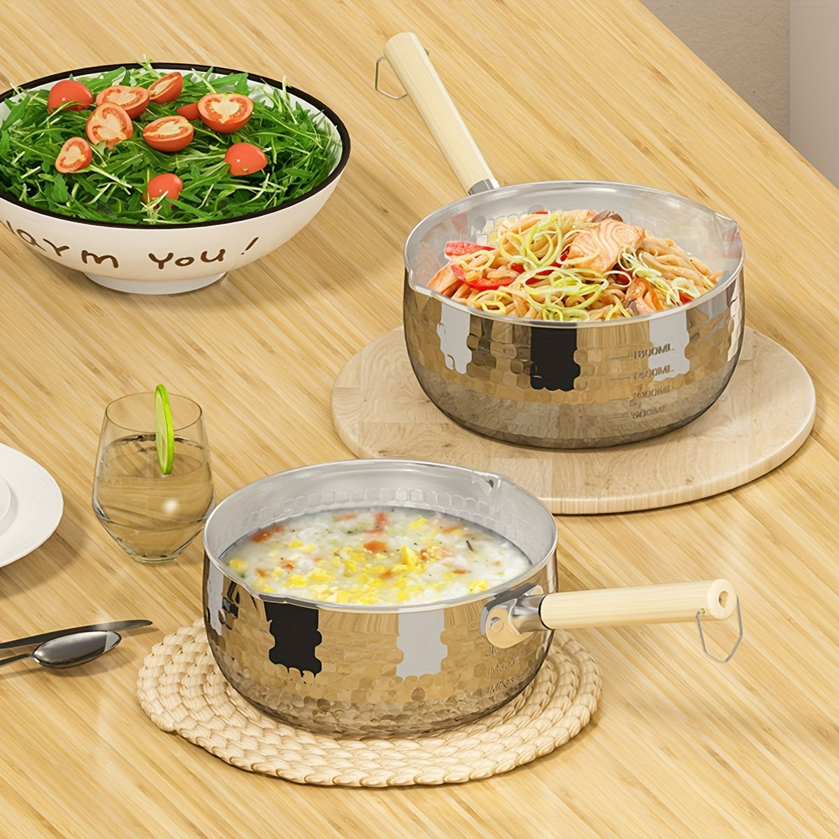 Премиум кастрюля из нержавеющей стали 304 - 1 шт., толстая, без покрытия для здорового приготовления, идеальна для супов и детских блюд