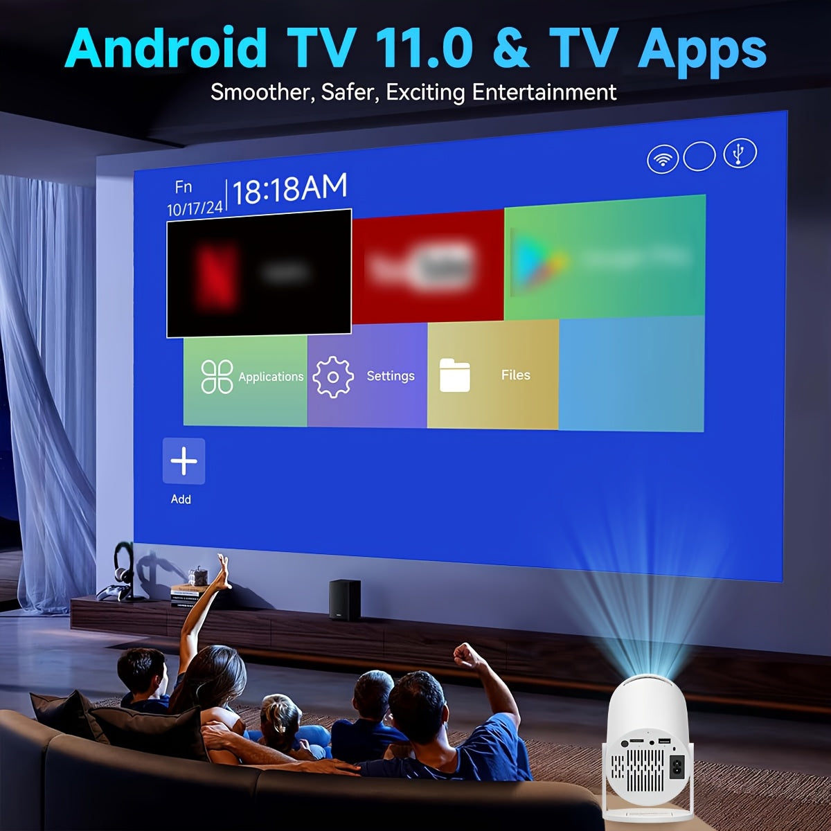 Мини портативный HD проектор 4K с поддержкой беспроводной связи Android 11 150ANSI