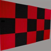 50pcs Acoustic Foam Wedge Panels 30cm x 30cm x 2.5cm Soundproofing Studio Noise Reduction Black Red