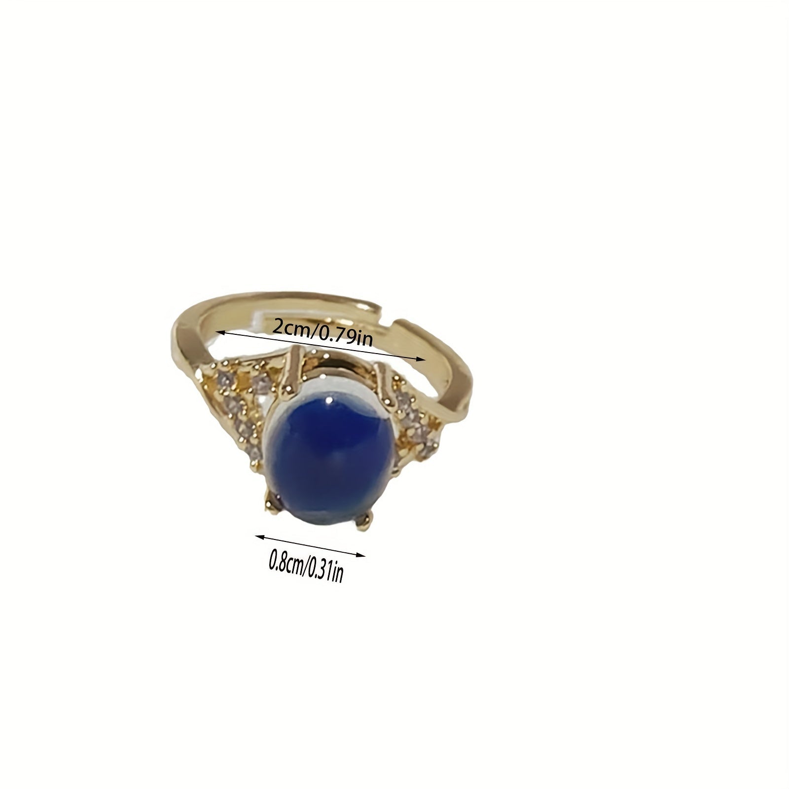 Haroratga sezgir rang o'zgartiruvchi uzuk, zamonaviy okean ilhomlangan dizayni bilan - sun'iy toshlar bilan, barcha tadbirlar uchun ideal