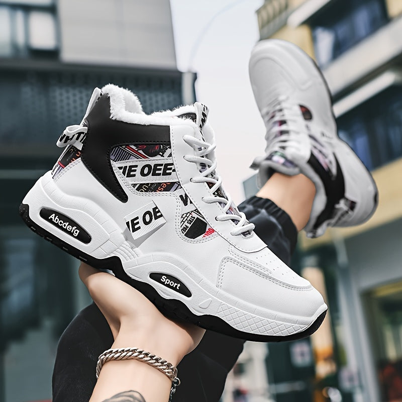 Men's Winter High Top Sneakers Fleece Lined Non-Slip Rubber Sole Casual Outdoor