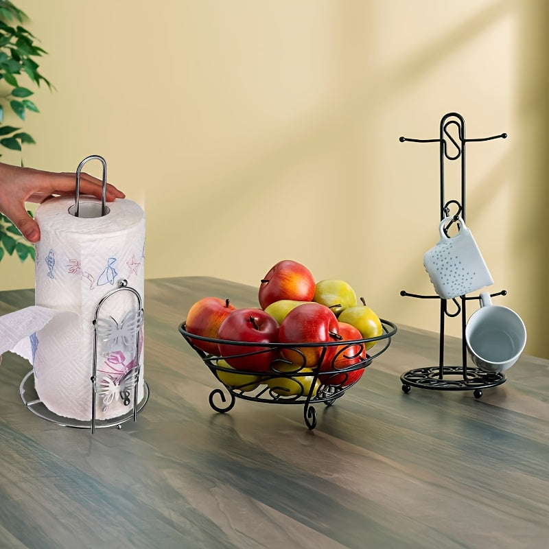 Soporte vertical para toallas de papel de hierro forjado con diseño nórdico de mariposa para cocina y baño