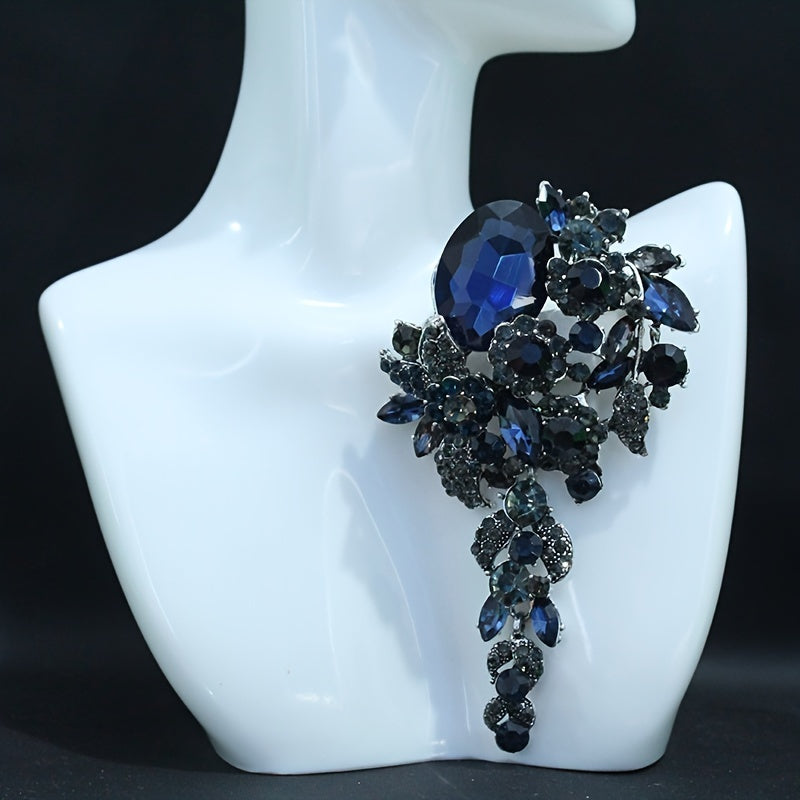 Women’s Rhinestone Flower Brooch Pin Elegant Statement Jewelry