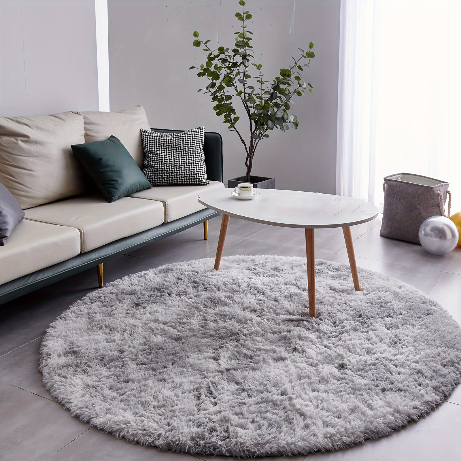 Alfombra de área lavable de felpa gris claro antideslizante para sala de estar y dormitorio