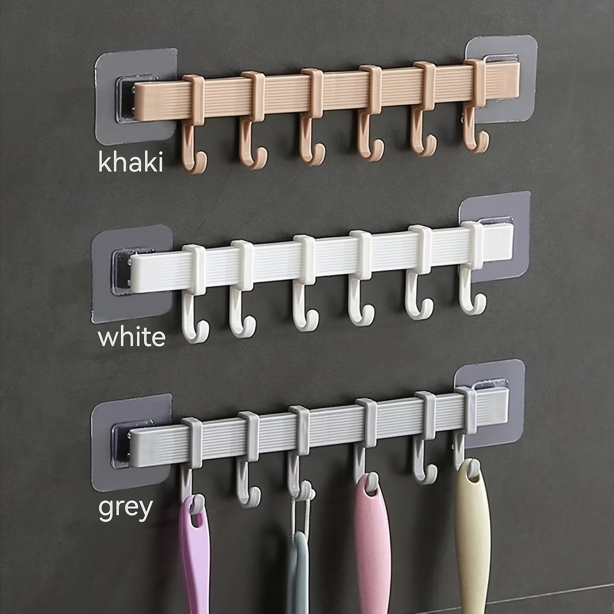 Durable Wall Rack with 6 Hooks for Bathroom Kitchen Balcony Corners