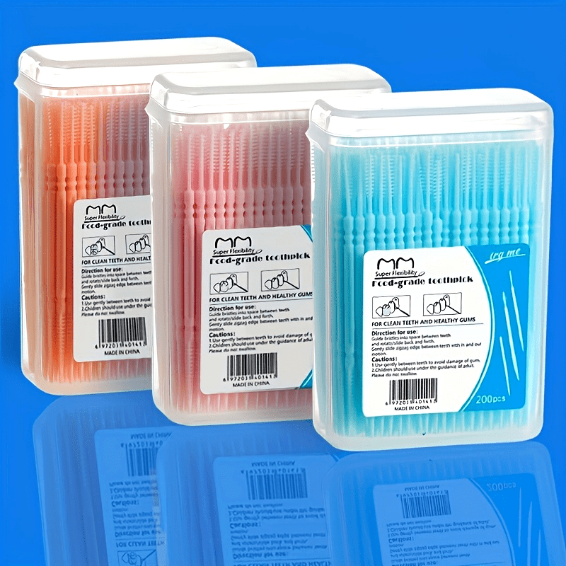 200Pcs Disposable Plastic Toothpicks Dual-Tip for Deep Clean Oral Care