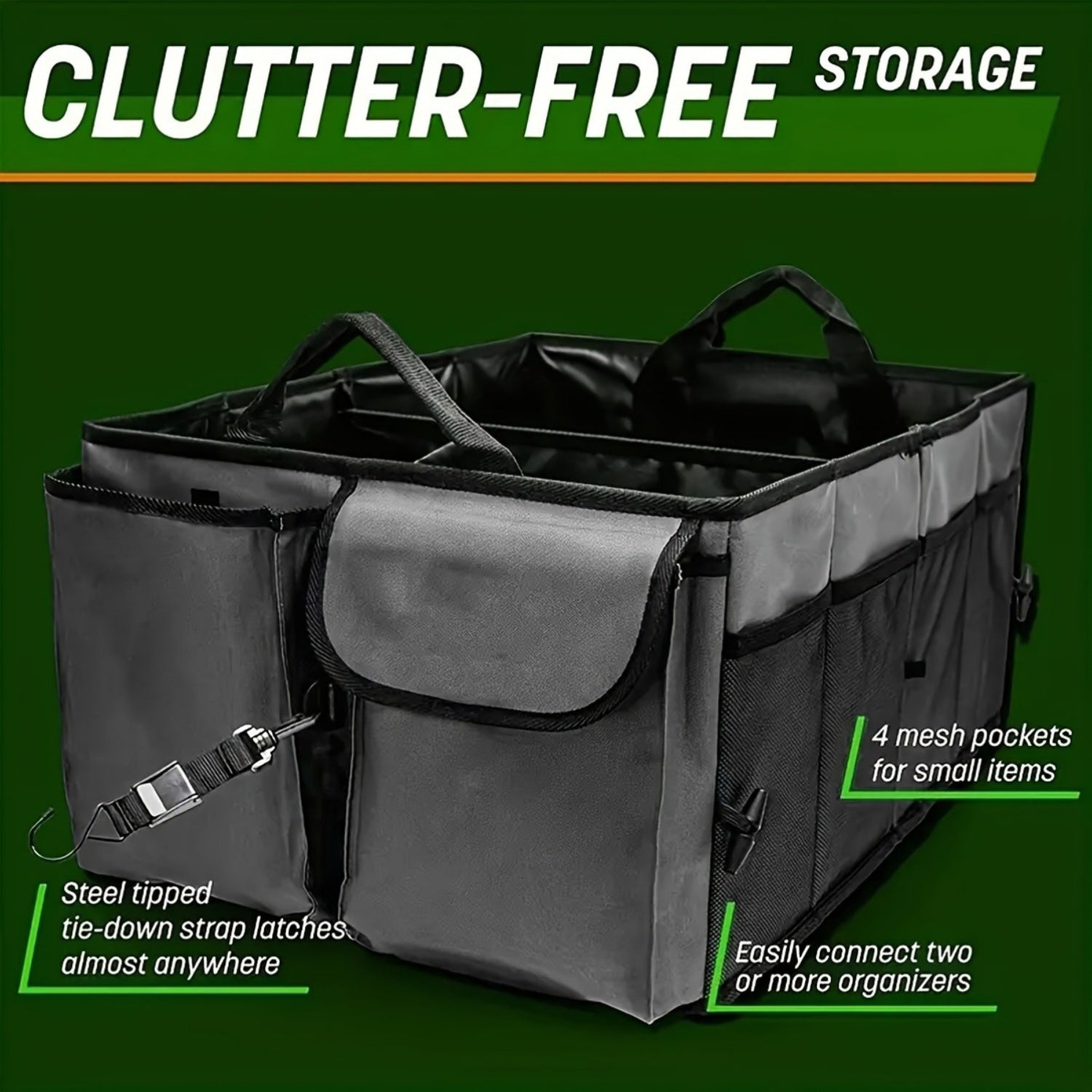 Folding Trunk Organizer for Vehicles Oxford Cloth Collapsible Durable Storage
