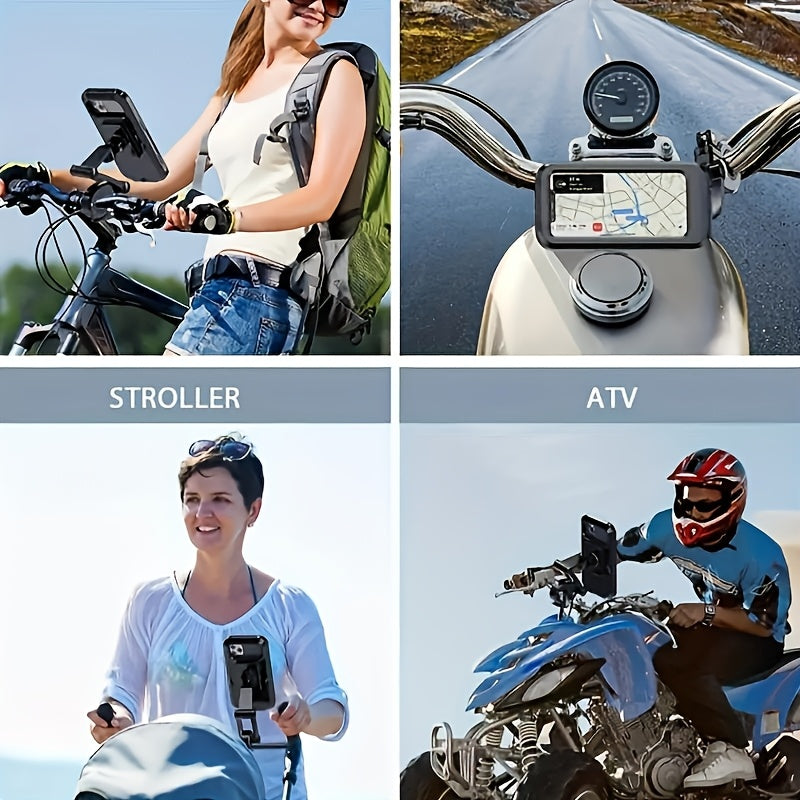 Waterproof ABS Motorcycle Phone Mount with Magnetic Design and Rainproof Holder
