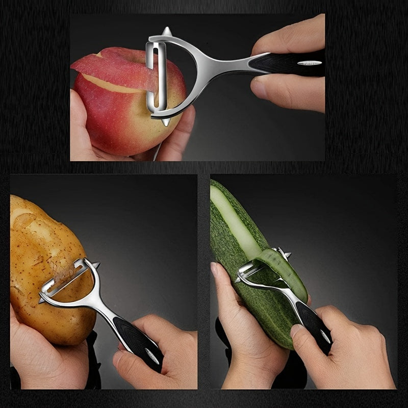 Juego de peladores de frutas y verduras de acero inoxidable con mango antideslizante