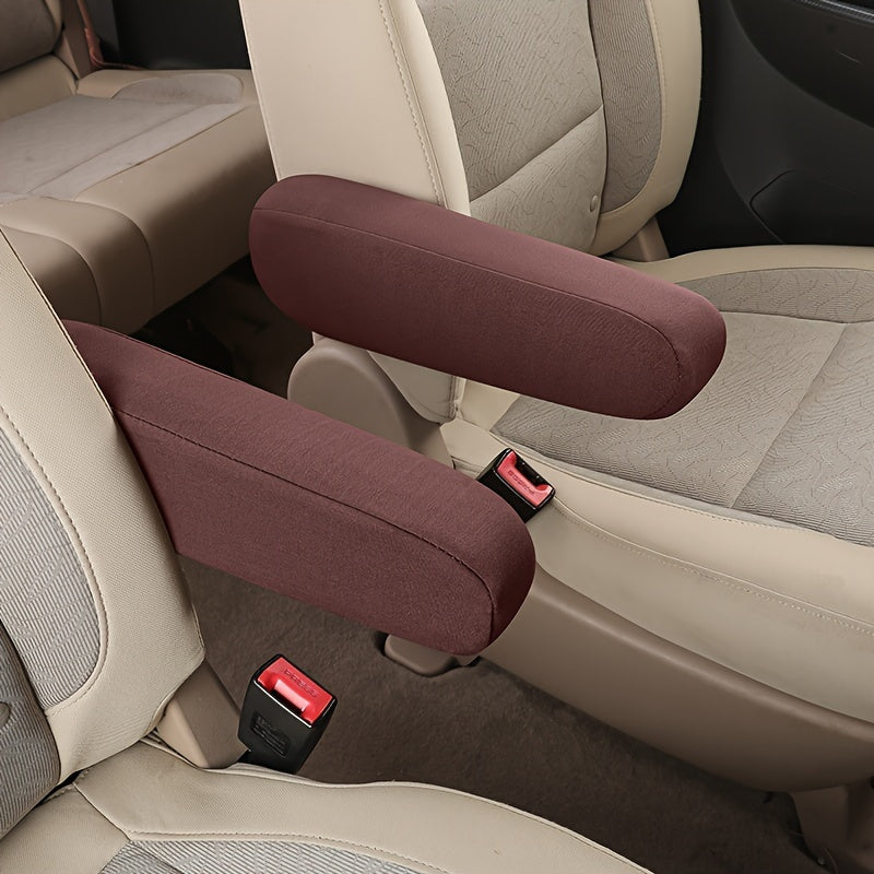 2pcs Elastic Polyester Car Seat Armrest Covers Washable Protective Sleeves
