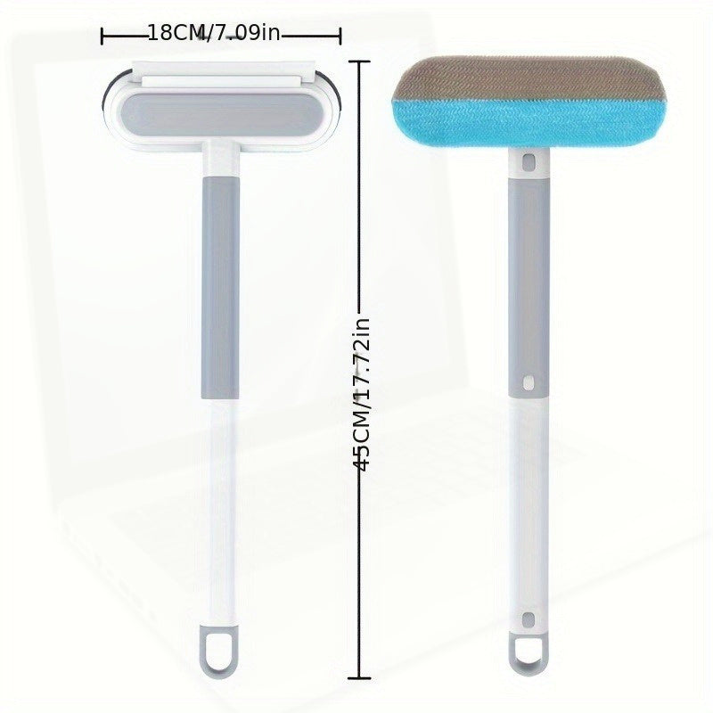 Uzun tutqichli deraza ekranini tozalash uchun cho'tka va uy hayvonlari tuklarini olib tashlovchi